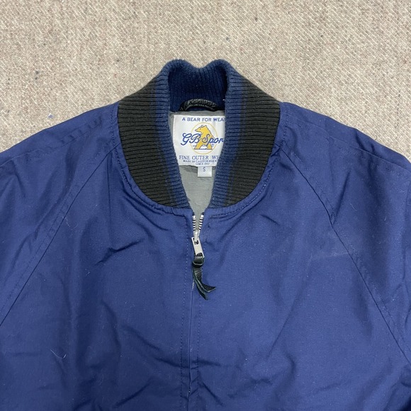 vintage GB Bear bomber Jacket mens Small blue 1990s - Picture 2 of 9